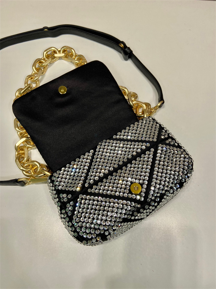 PRADA  프라다 크리스탈 장식 새틴 미니백 1BD329