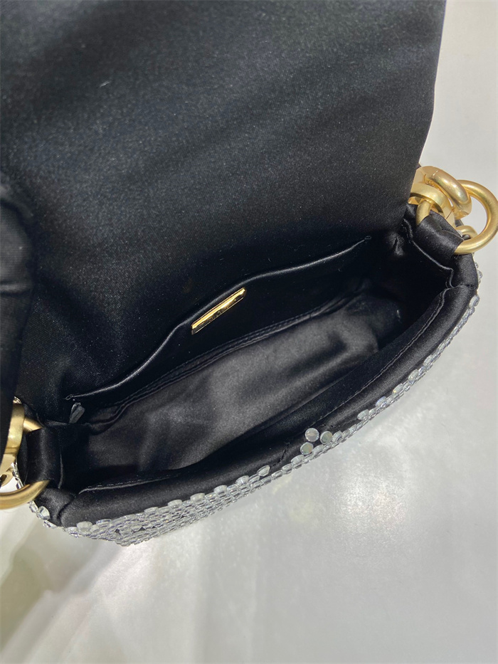 PRADA  프라다 크리스탈 장식 새틴 미니백 1BD329