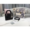 [블랙핑크 지수] DIOR 디올 LADY DIOR 미니 백 블랙 라인 스톤 까나쥬 새틴