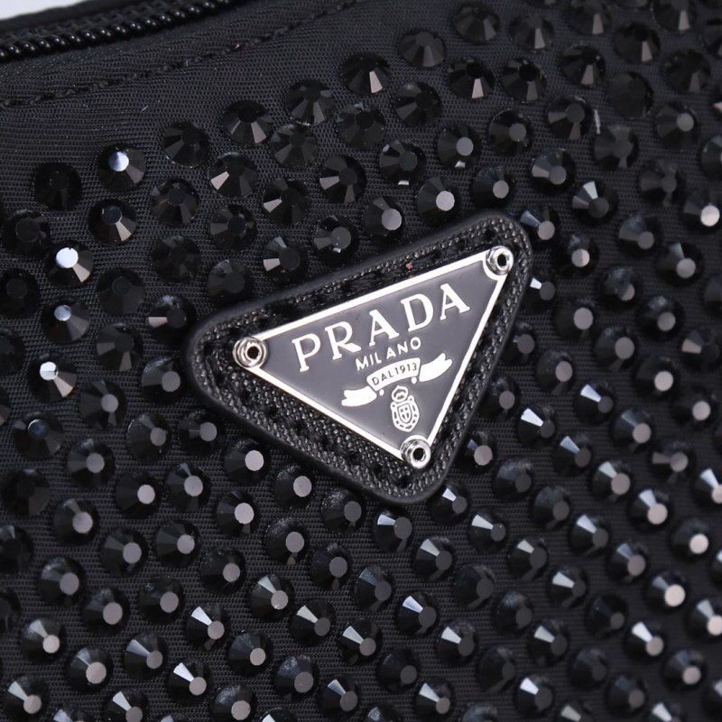 PRADA 프라다 크리스털 장식 새틴 미니백