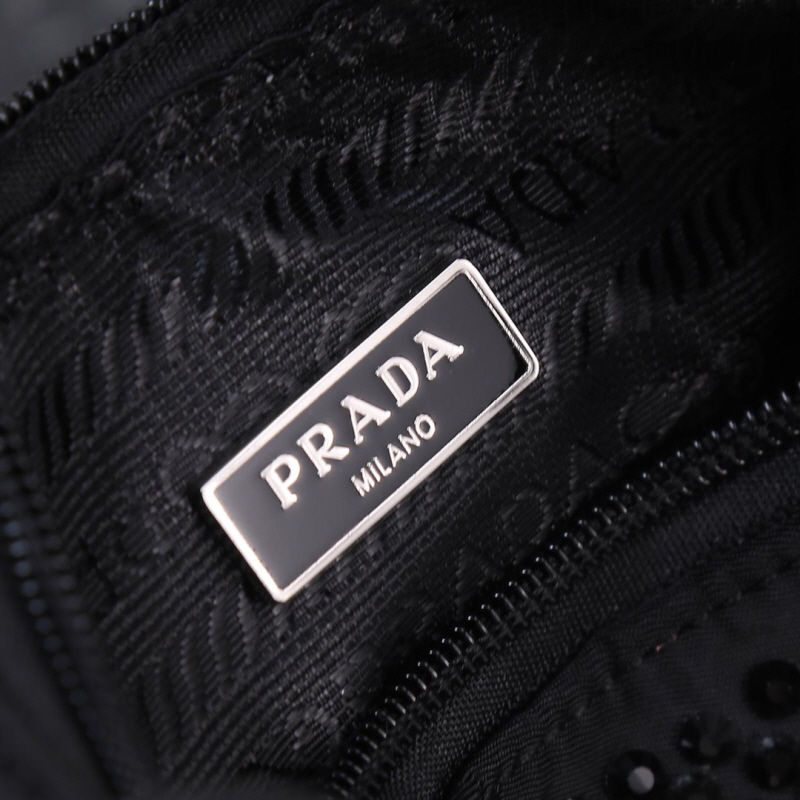 PRADA 프라다 크리스털 장식 새틴 미니백