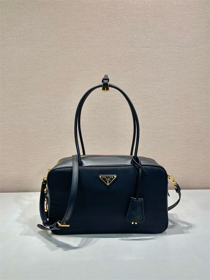 PRADA 프라다 자물쇠 미디엄 리나일론 가죽 탑 핸들백 1BB132