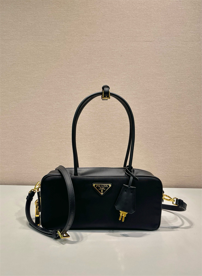 PRADA 프라다 자물쇠 스몰 리나일론 가죽 탑 핸들백 1BB133