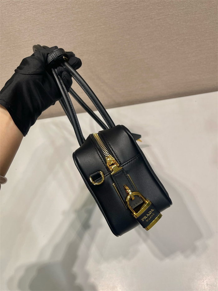 PRADA 프라다 자물쇠 스몰 리나일론 가죽 탑 핸들백 1BB133