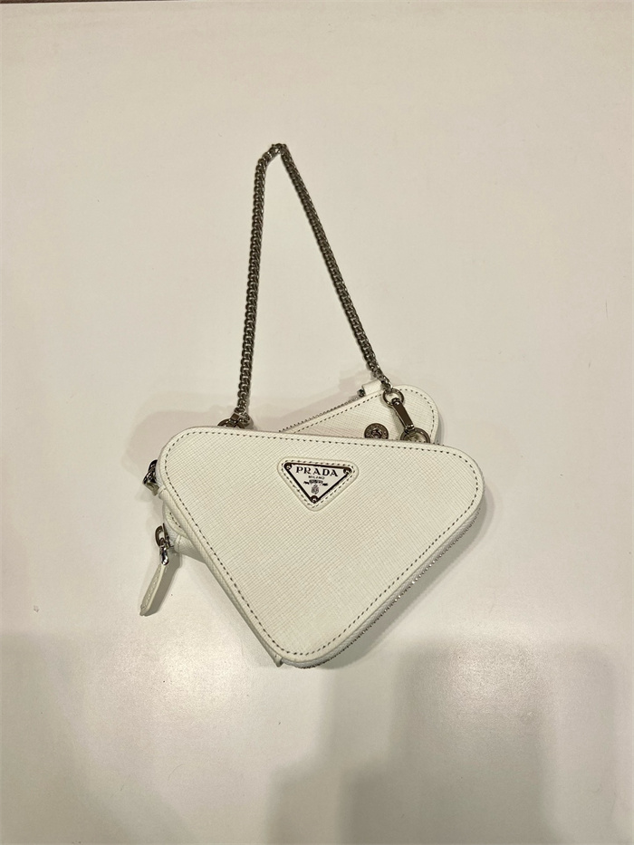 PRADA 프라다 더블 지퍼 트라이앵글 미니백 1NR015