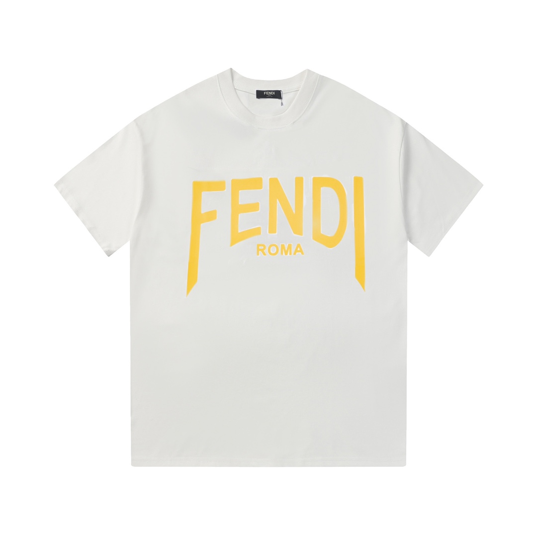 FENDI 옐로 레터 프린트 펜디 쇼트 슬리브