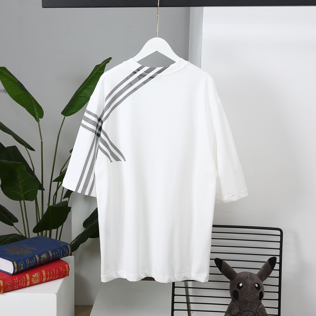 24SS 쇼트 슬리브 쓰리 스트라이프 체크무늬