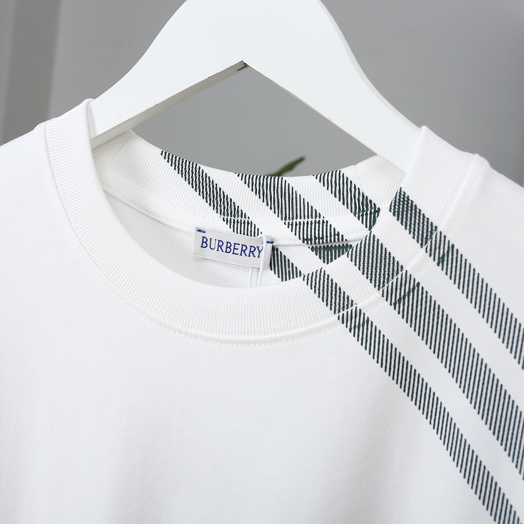 24SS 쇼트 슬리브 쓰리 스트라이프 체크무늬
