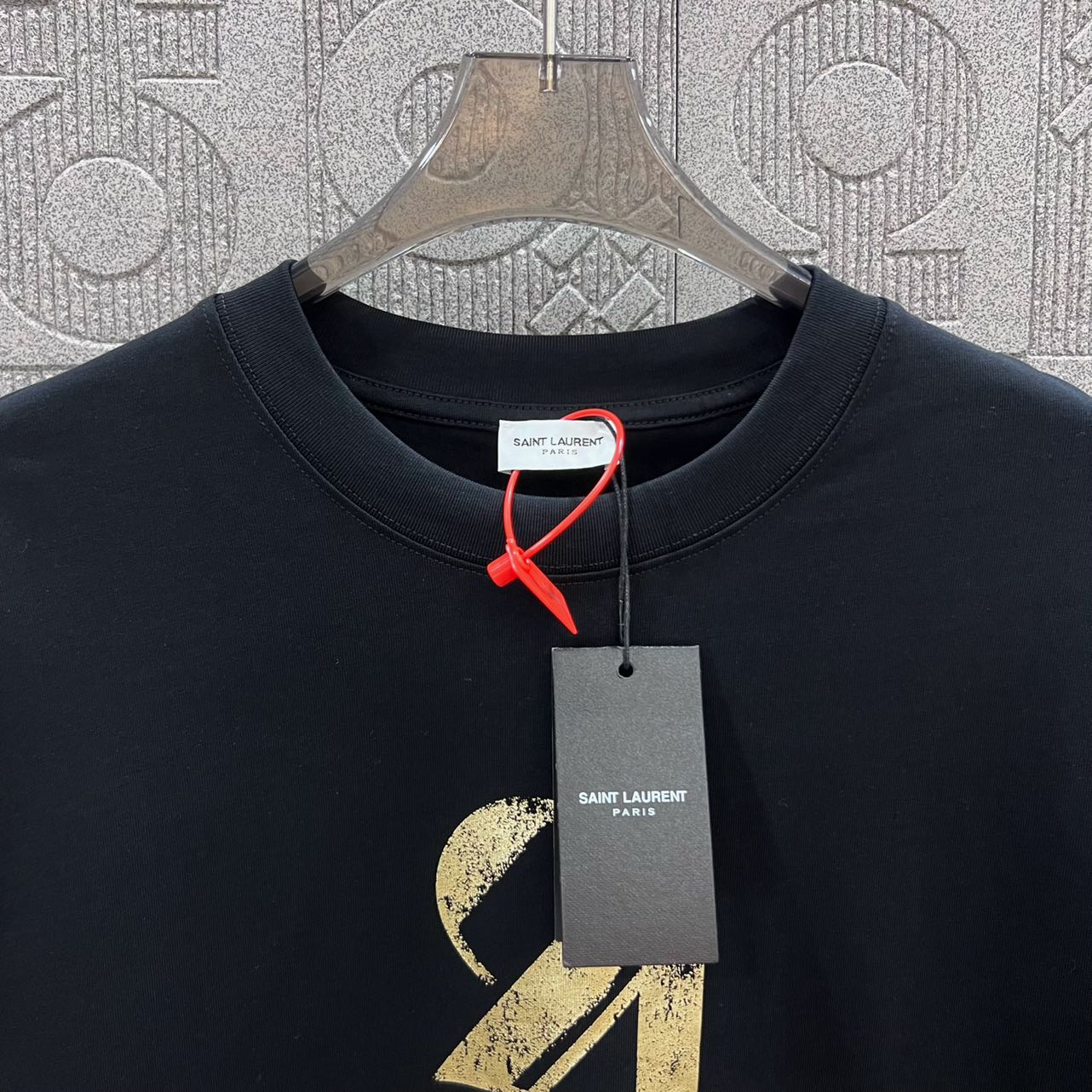 YSL 생로랑 레터 로고 프린트 쇼트 슬리브