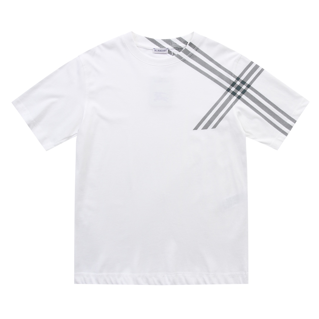 24SS 쓰리스트라이프 체크 쇼트 슬리브