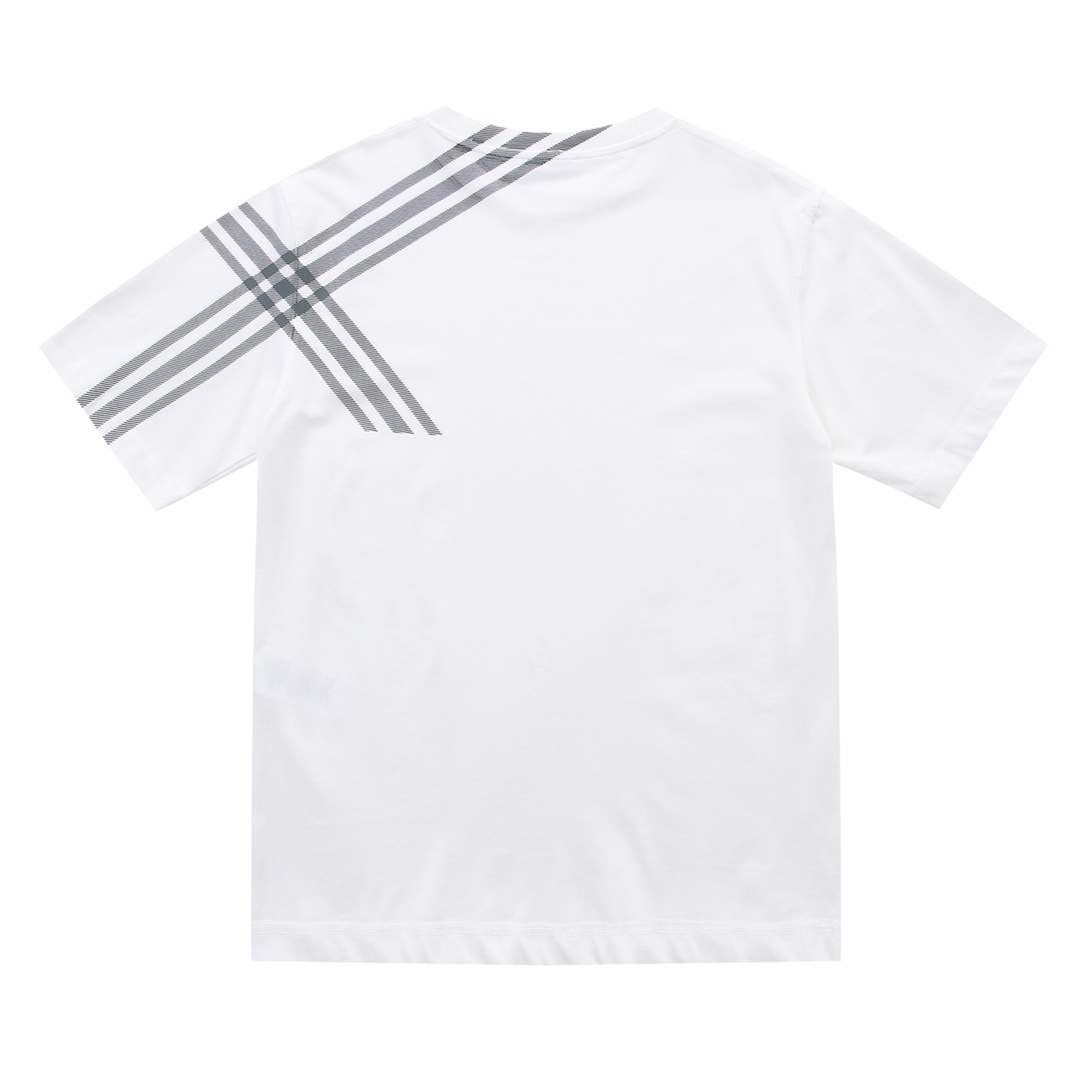 24SS 쓰리스트라이프 체크 쇼트 슬리브