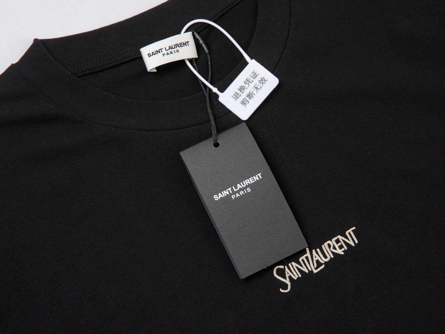 YSL 생로랑 리본 자수 반팔 쇼트 슬리브