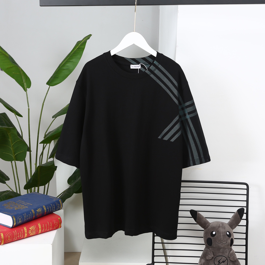 24SS 쓰리스트라이프 체크 쇼트 슬리브