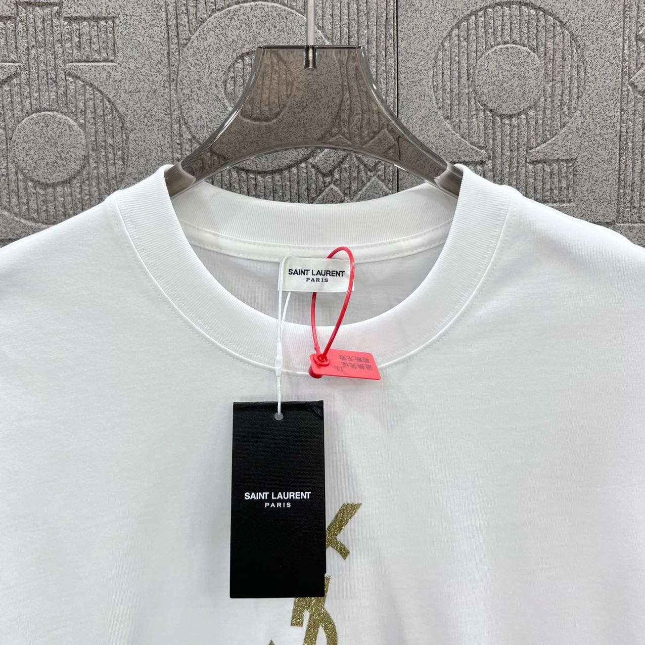 YSL 생로랑 레터 로고 프린트 쇼트 슬리브
