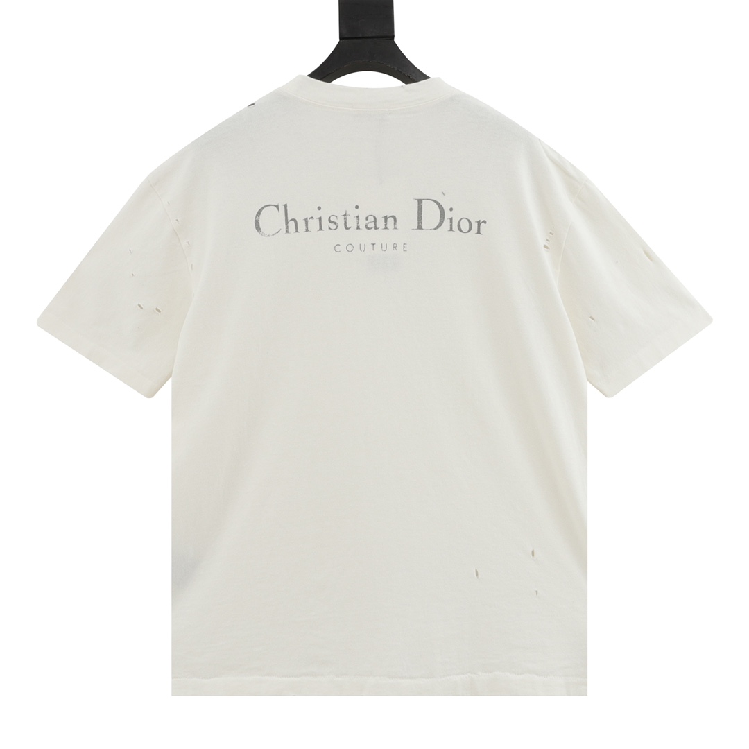 DIOR 디올 중공 프린트 쇼트 슬리브