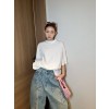 발렌시아가 반팔 레터 라운드 슬리브