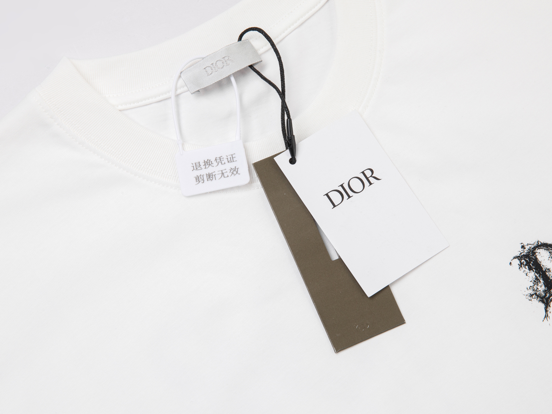 디올 패브릭 자수 라벨 쇼트 슬리브
