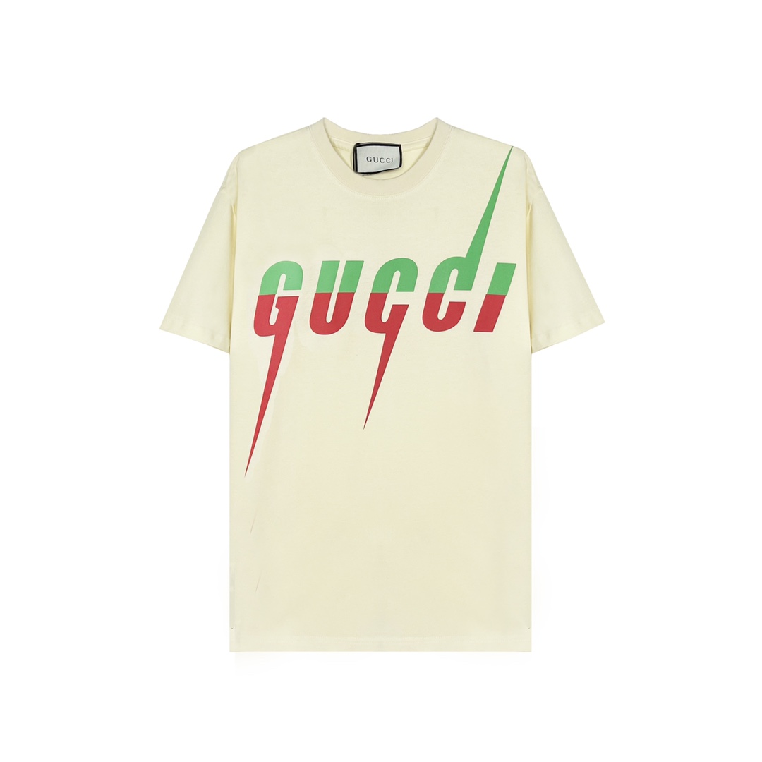 GUCCI 구찌 라이트닝 프린트 쇼트 슬리브