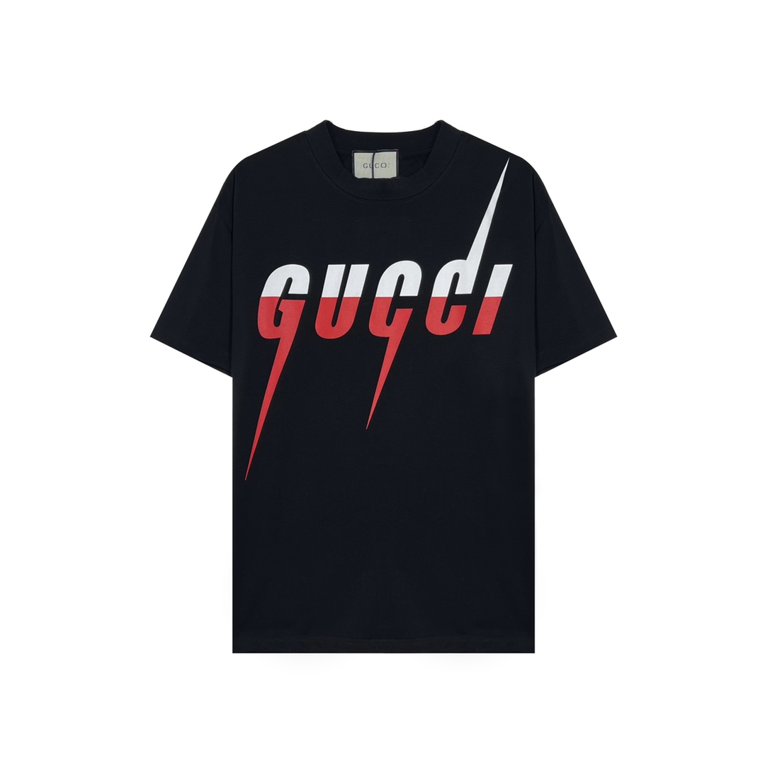 GUCCI 구찌 라이트닝 프린트 쇼트 슬리브