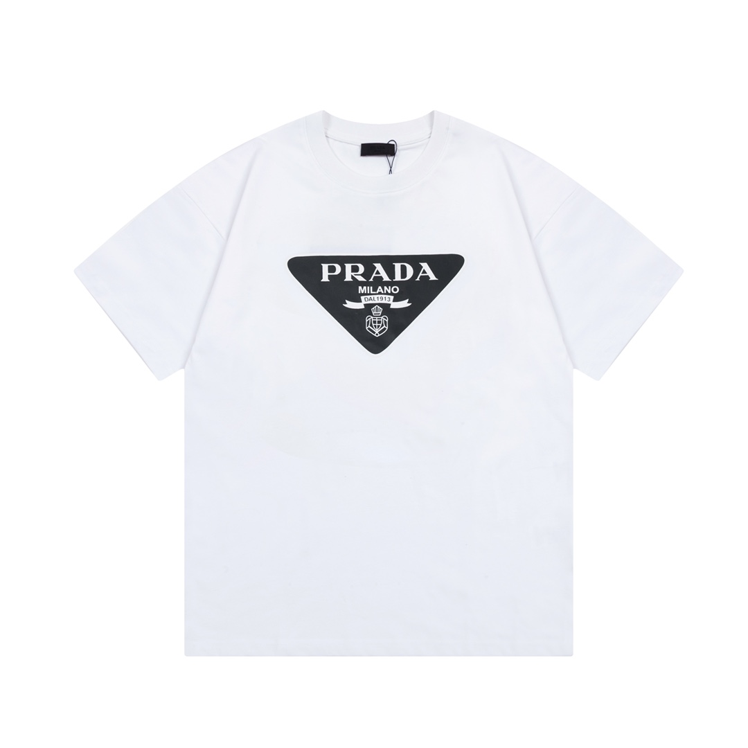 PRADA 프라다 트라이앵글 프린트 쇼트 슬리브