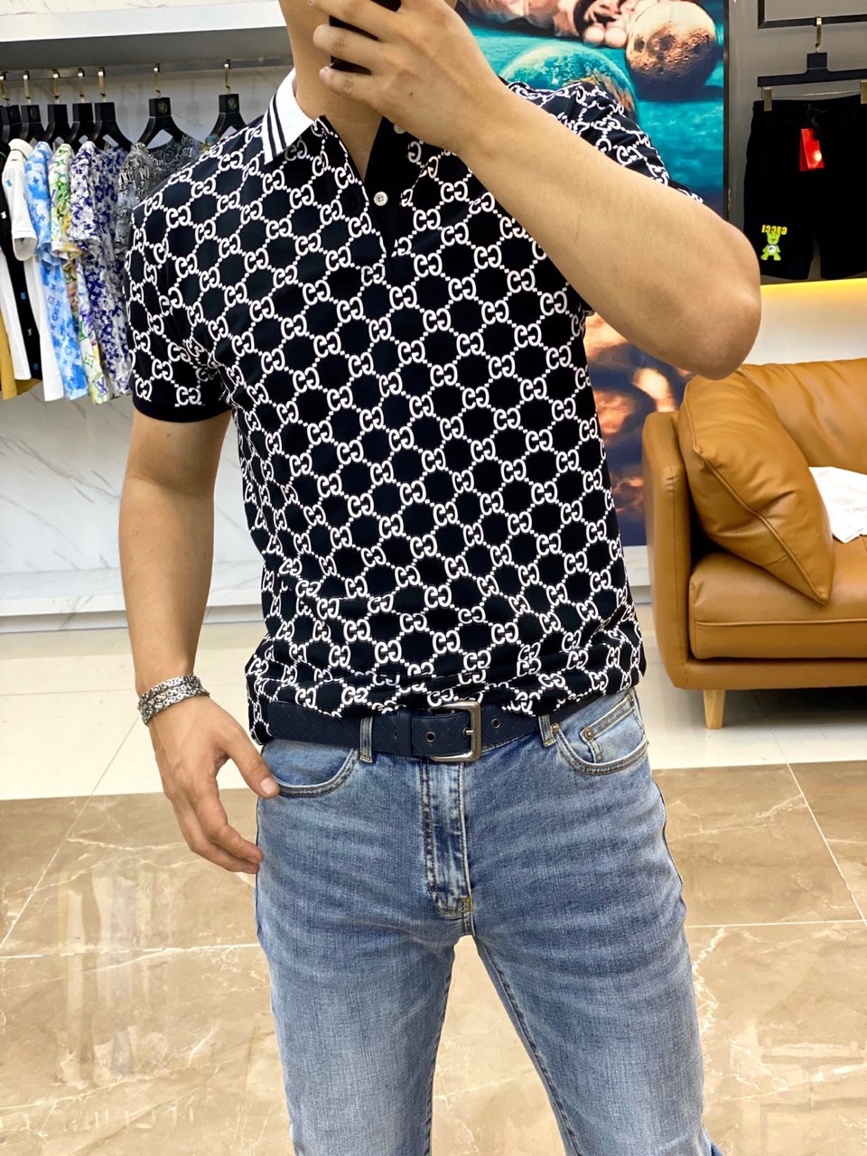 Gucc봄 여름폴로셔츠