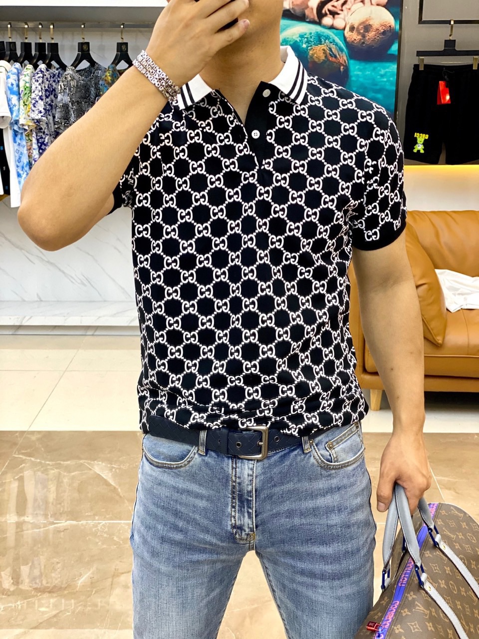 Gucc봄 여름폴로셔츠