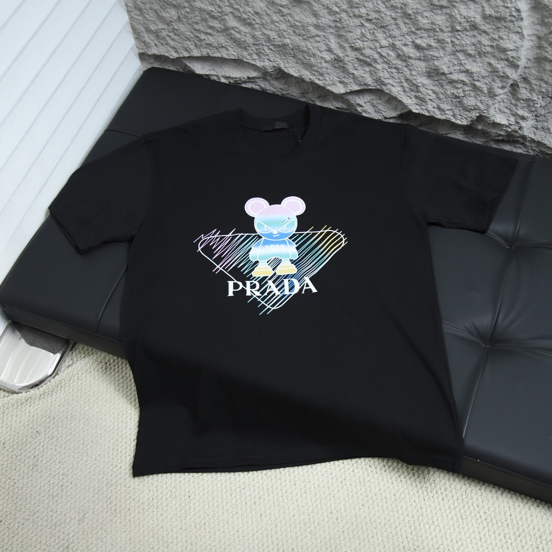 2025ss 봄 신상 프라다 / PRADA 백 라운드넥 반팔 티셔츠 모델 번호: PRA002