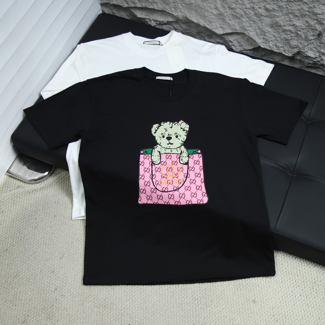 2025ss 봄 신 GUCCI/구찌 라운드넥 반팔 티셔츠 모델 번호: GUC071