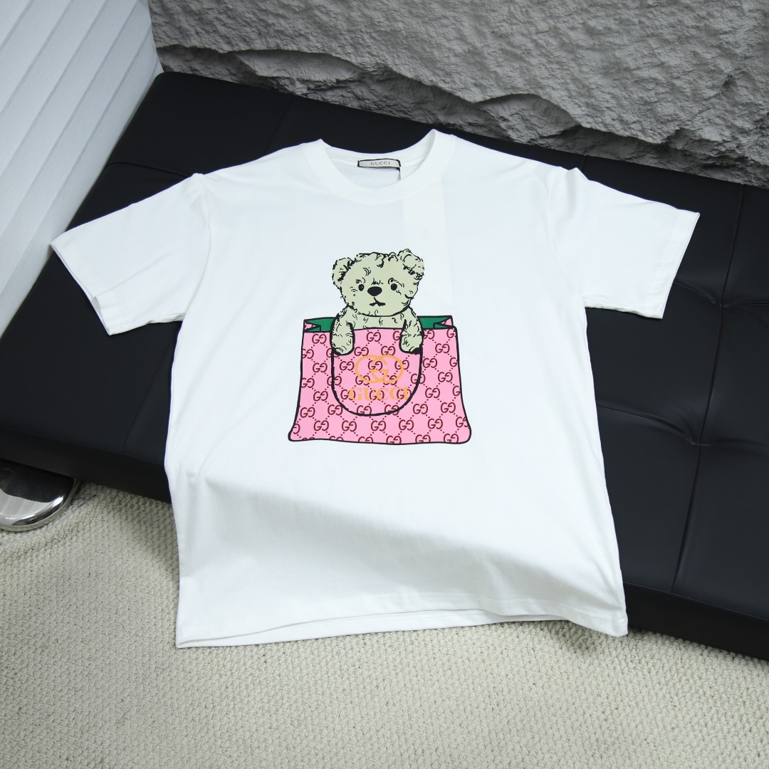 2025ss 봄 신 GUCCI/구찌 라운드넥 반팔 티셔츠 모델 번호: GUC071