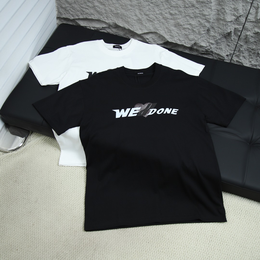 2025ss 봄 신상품 WE11DONE / 웰던 백 라운드넥 반팔 티셔츠 모델 번호:WE0002