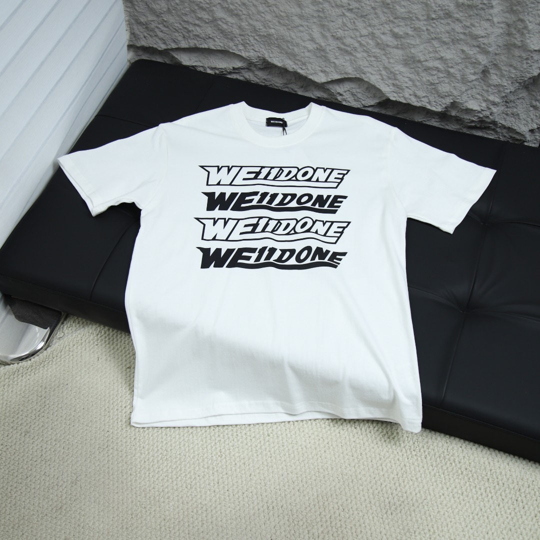 2025s스프링 신상품 WE11DONE / 웰던 백 라운드넥 반팔 티셔츠 모델 번호: WE0005