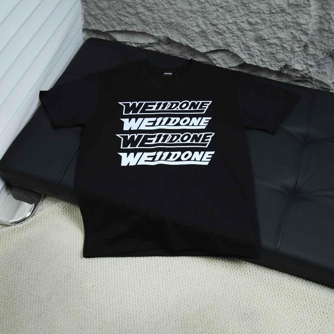2025s스프링 신상품 WE11DONE / 웰던 백 라운드넥 반팔 티셔츠 모델 번호: WE0005