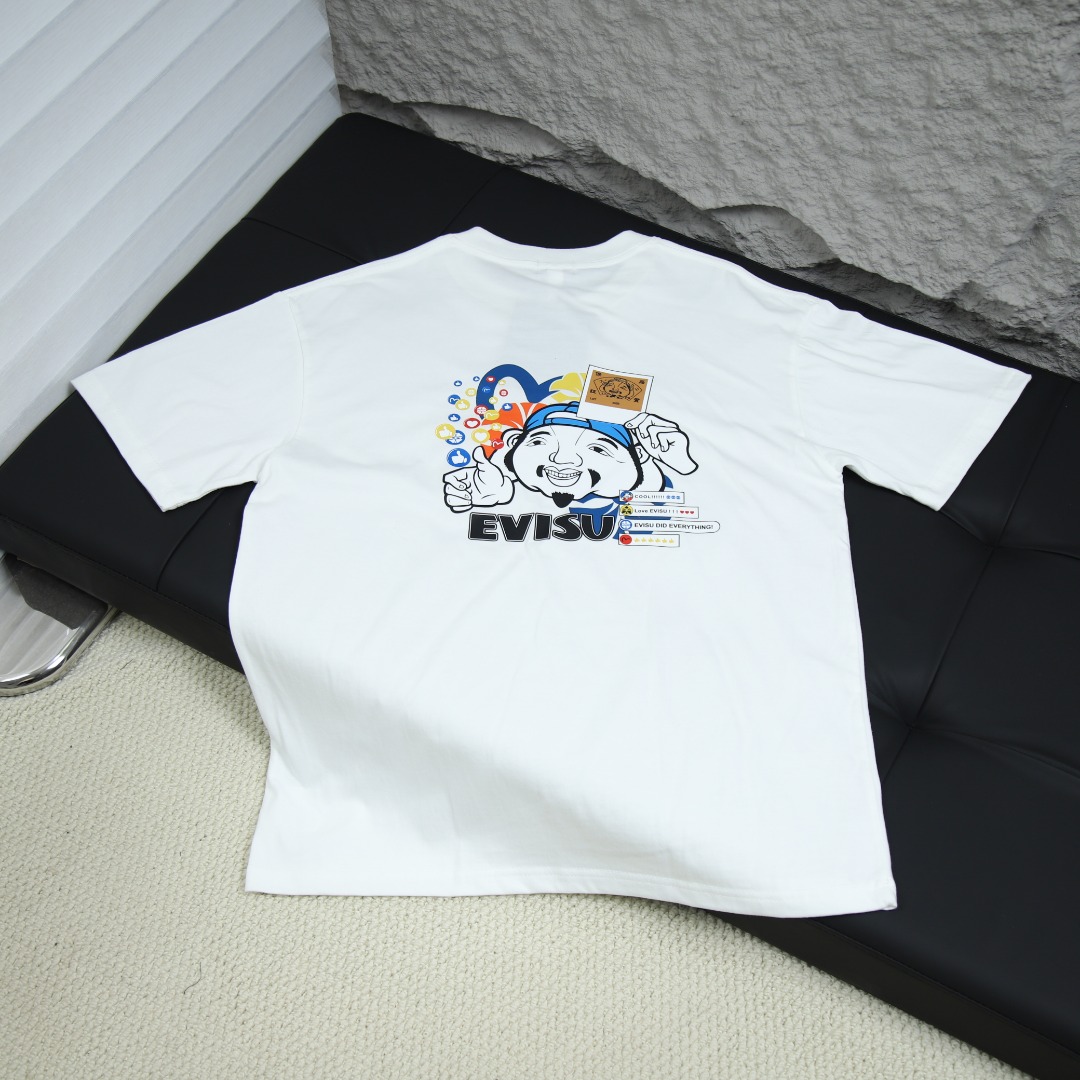 에비수 후쿠진 신상 부처님 머리 갈매기 로고 프린트 반팔 티셔츠 아이템넘버:EV004