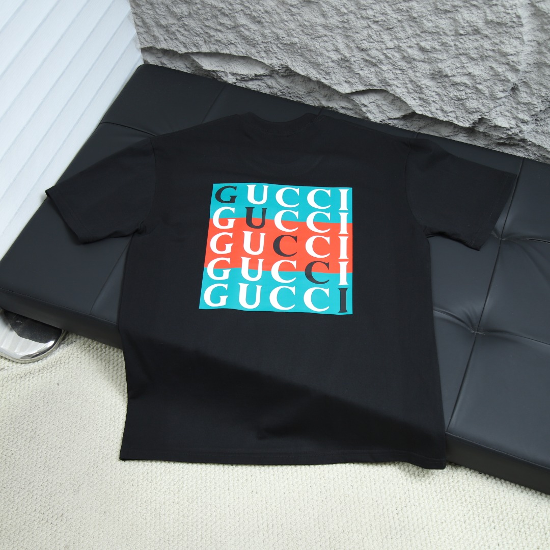 2025s스프링 신상품 GUCCI/Gucci 100 라운드넥 반팔 티셔츠 모델 번호: GUC030