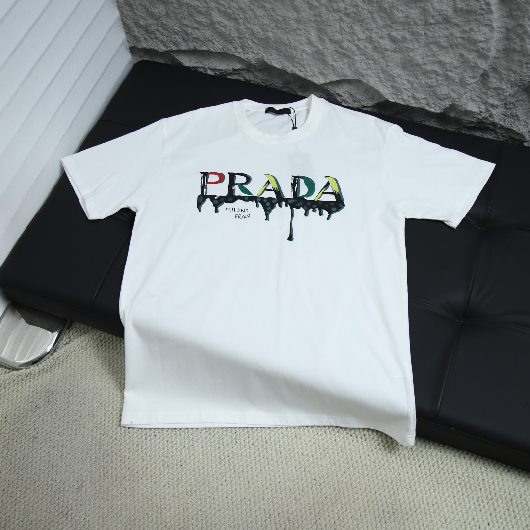 2025ss 봄 신상 프라다/PRADA 100 라운드넥 반팔 티셔츠 아이템 번호: PRA008