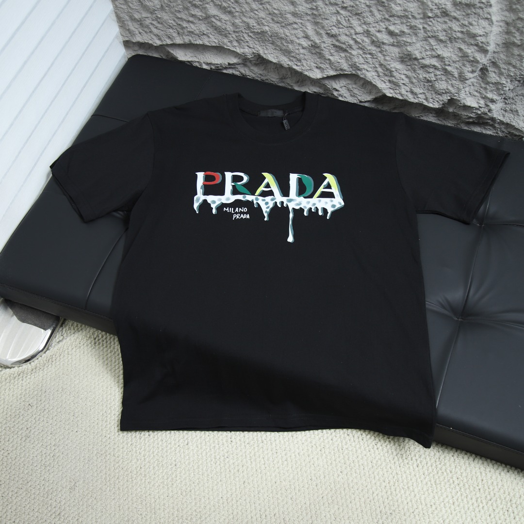 2025ss 봄 신상 프라다/PRADA 100 라운드넥 반팔 티셔츠 아이템 번호: PRA008