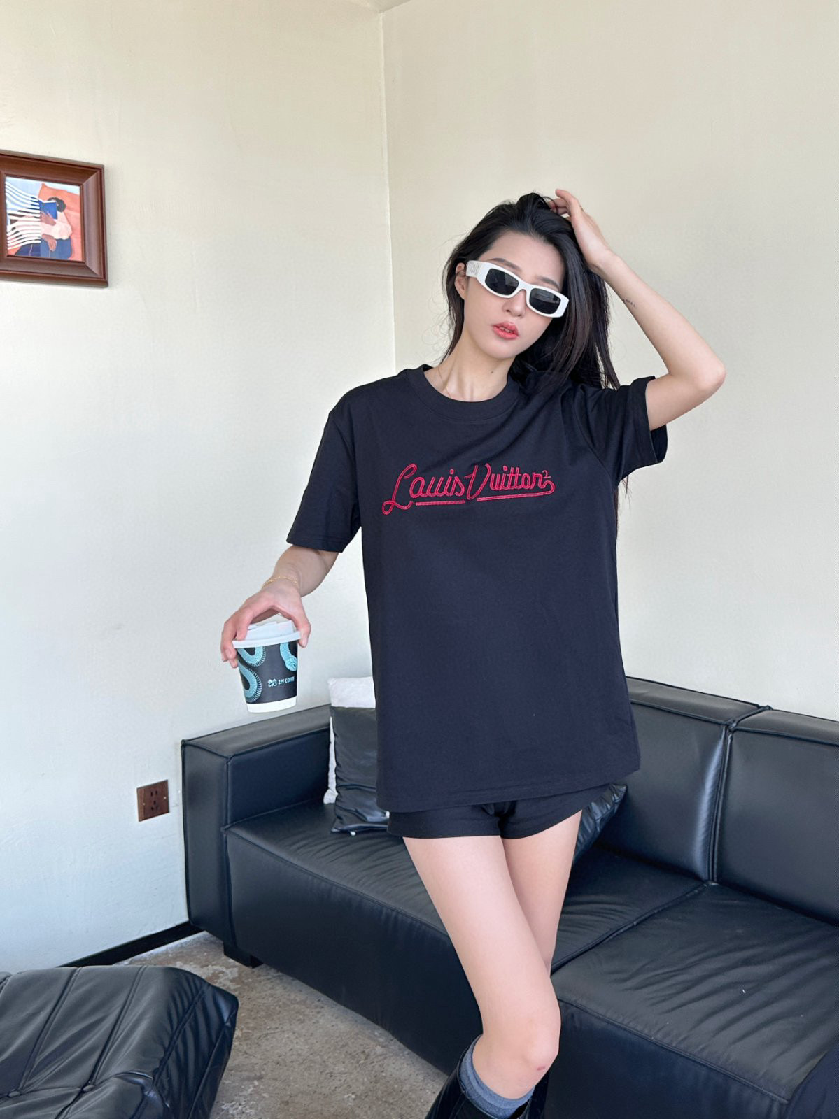루이 비통/루이 비통 25SS 필기체 자수 반소매 니트