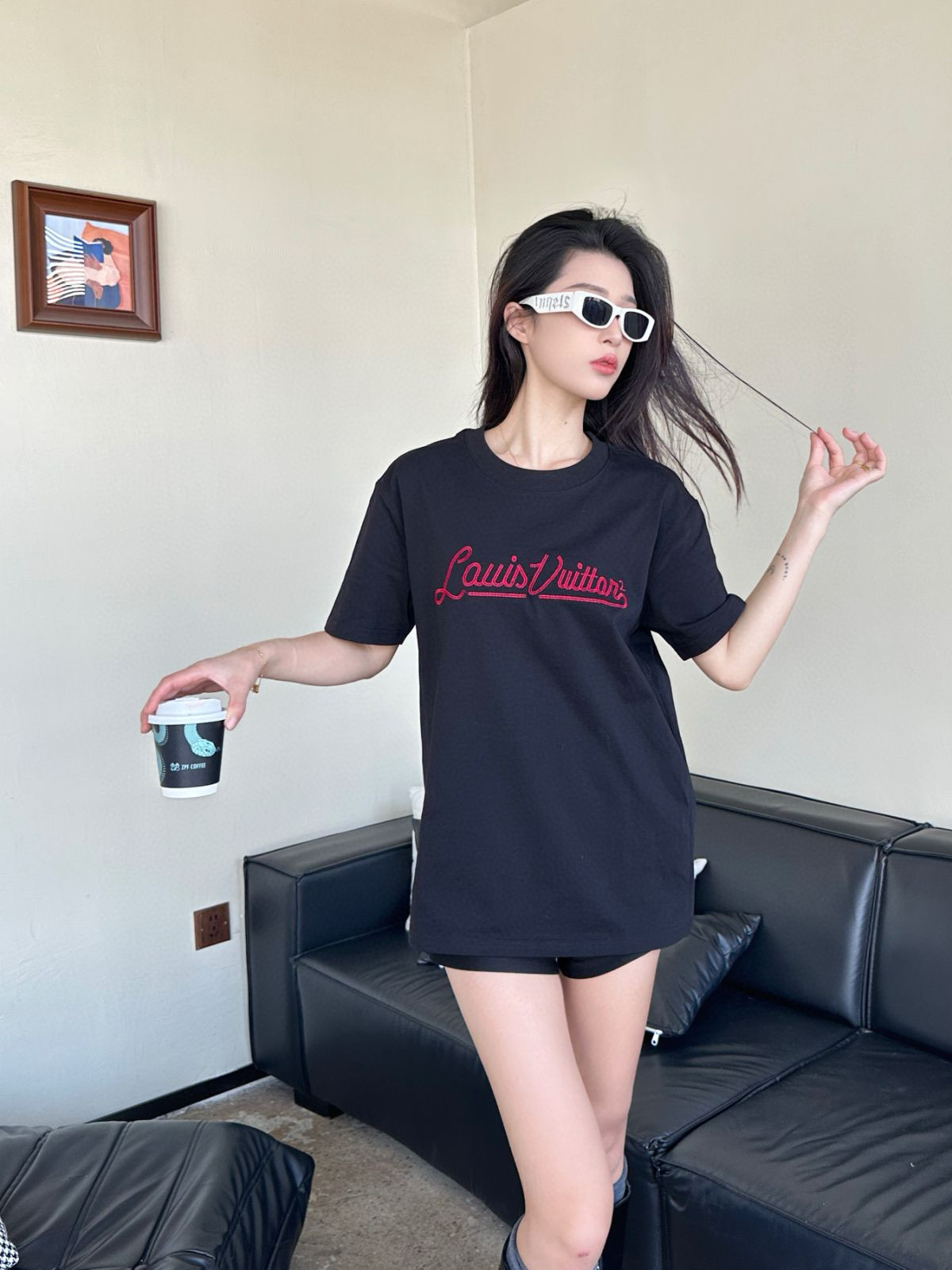 루이 비통/루이 비통 25SS 필기체 자수 반소매 니트