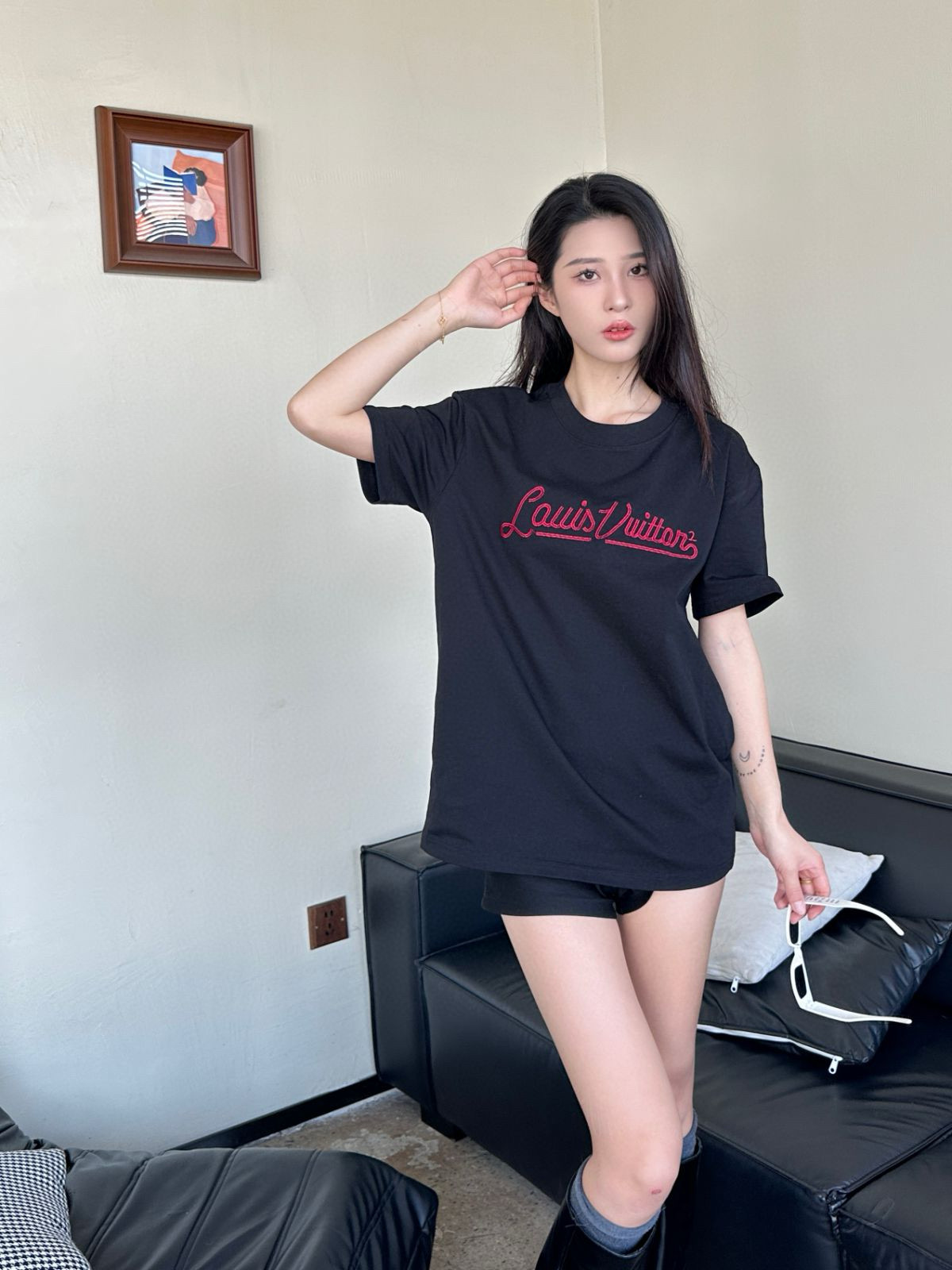 루이 비통/루이 비통 25SS 필기체 자수 반소매 니트