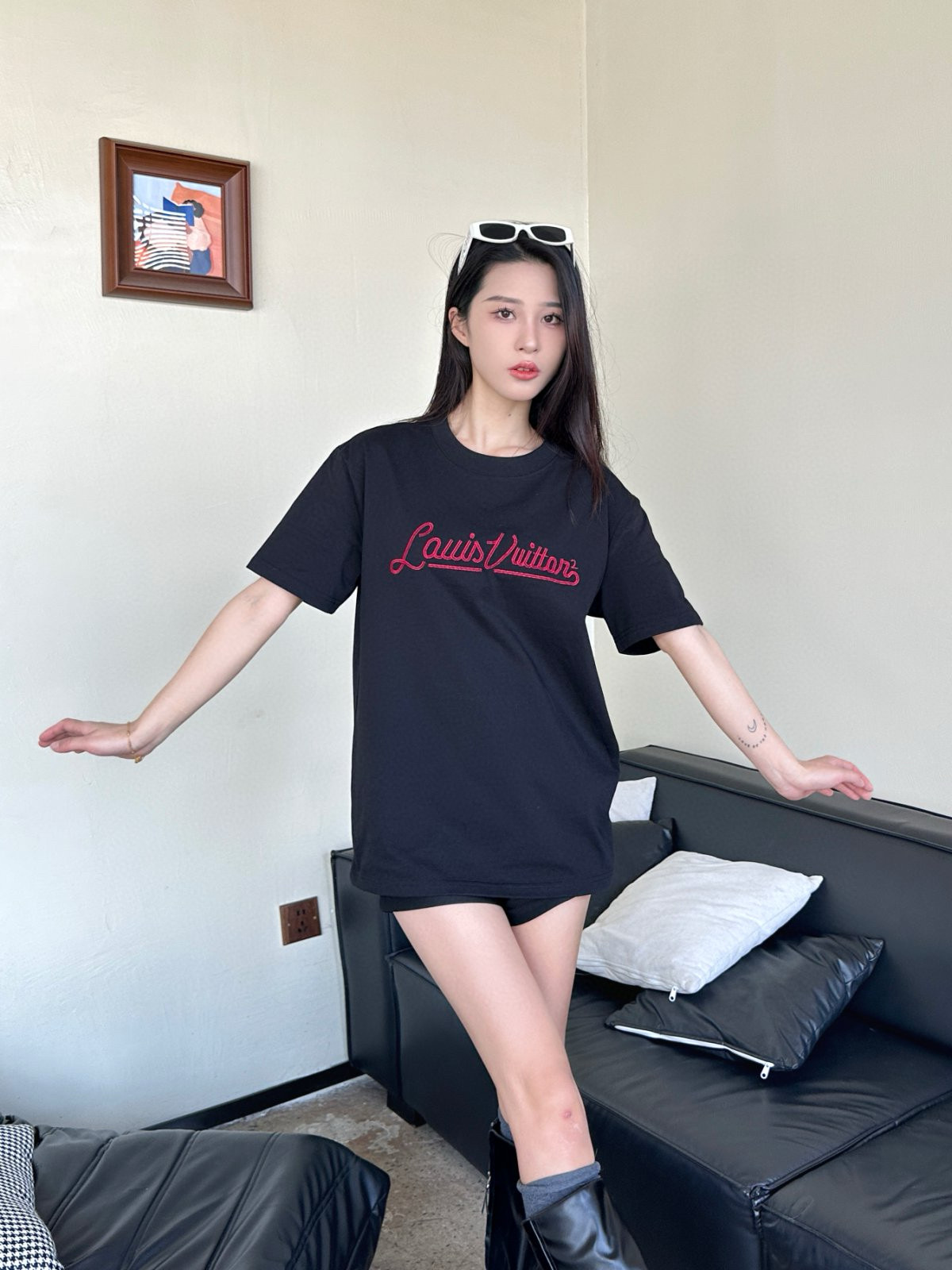 루이 비통/루이 비통 25SS 필기체 자수 반소매 니트