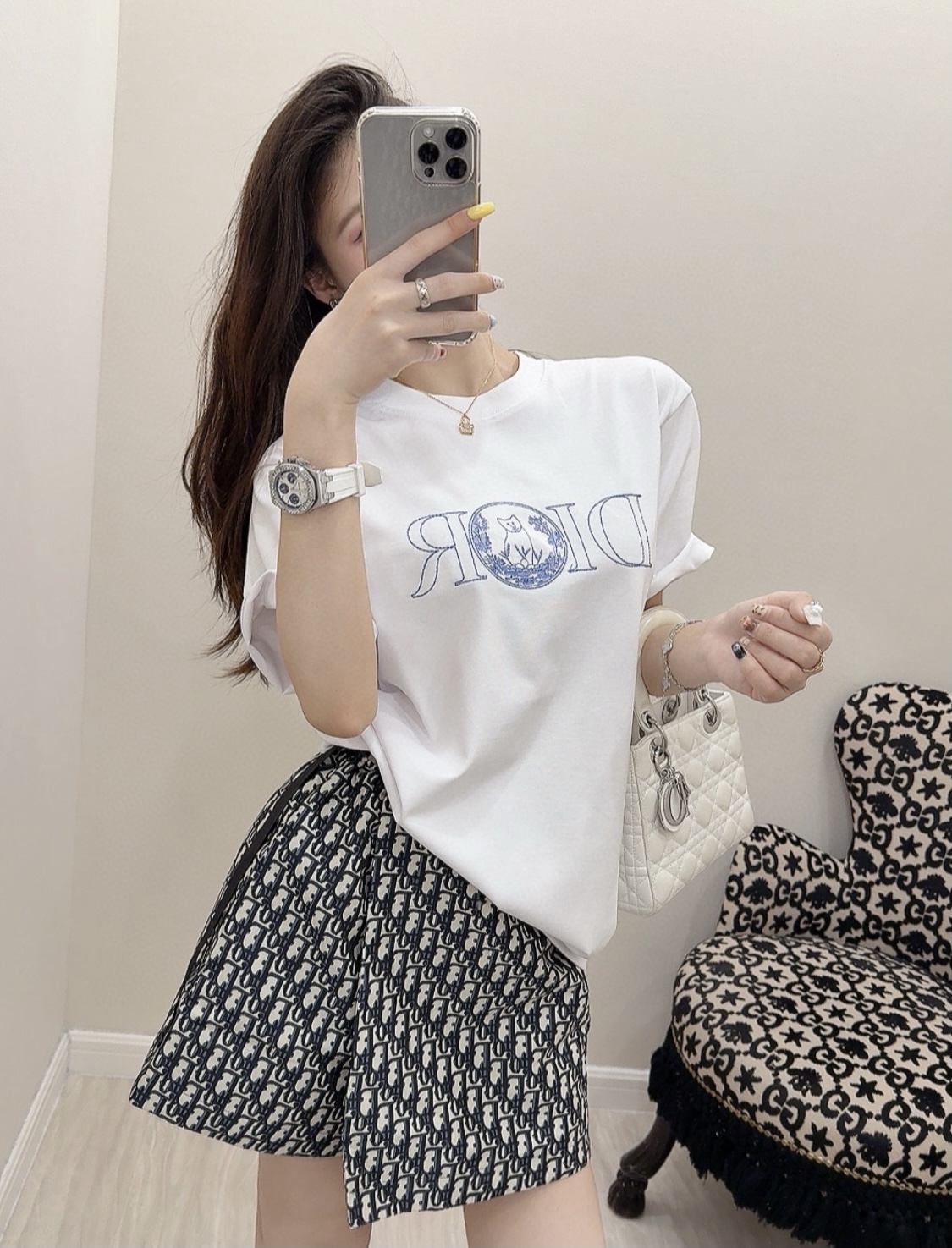 디올/디올 25SS 캣 자수 쇼트 슬리브 셔츠