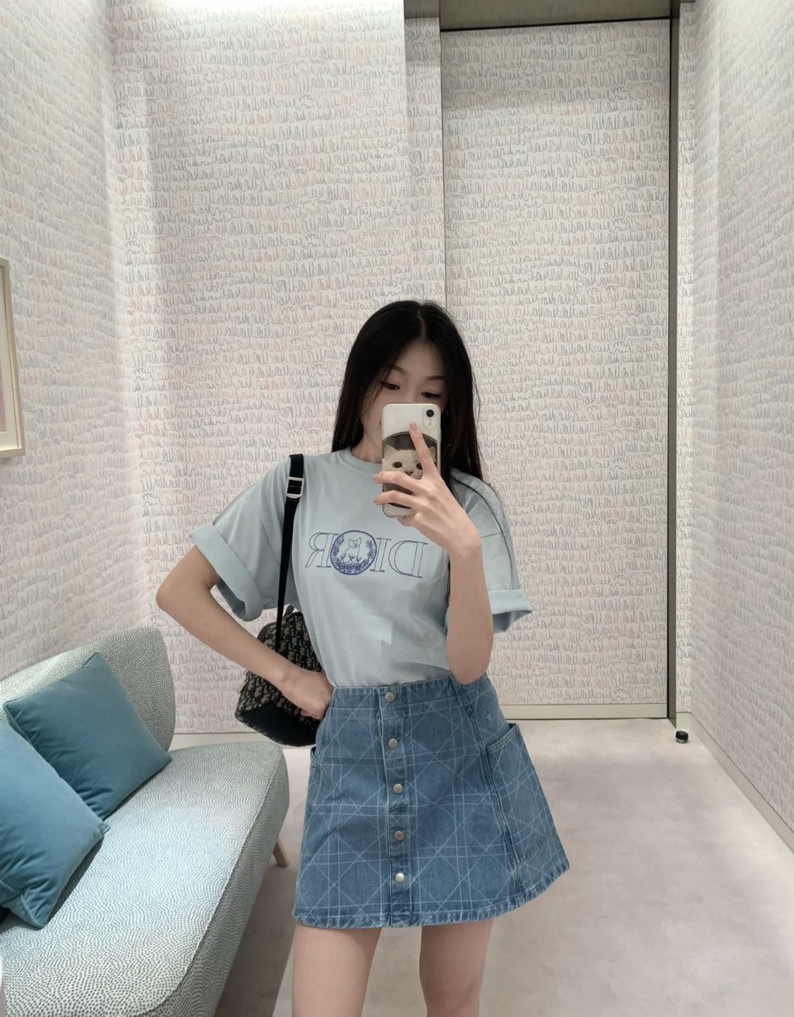 디올/디올 25SS 캣 자수 쇼트 슬리브