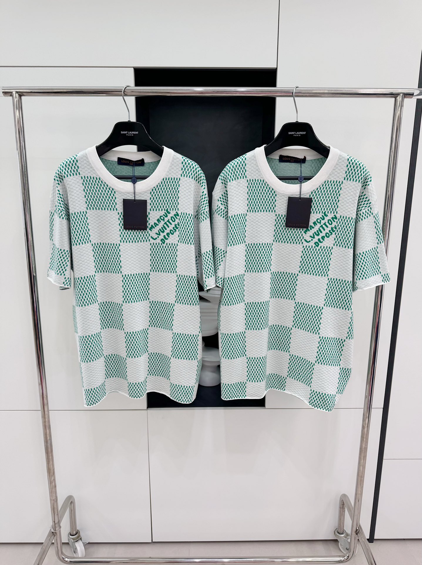 LV 2024SS 체크 울 쇼트 슬리브