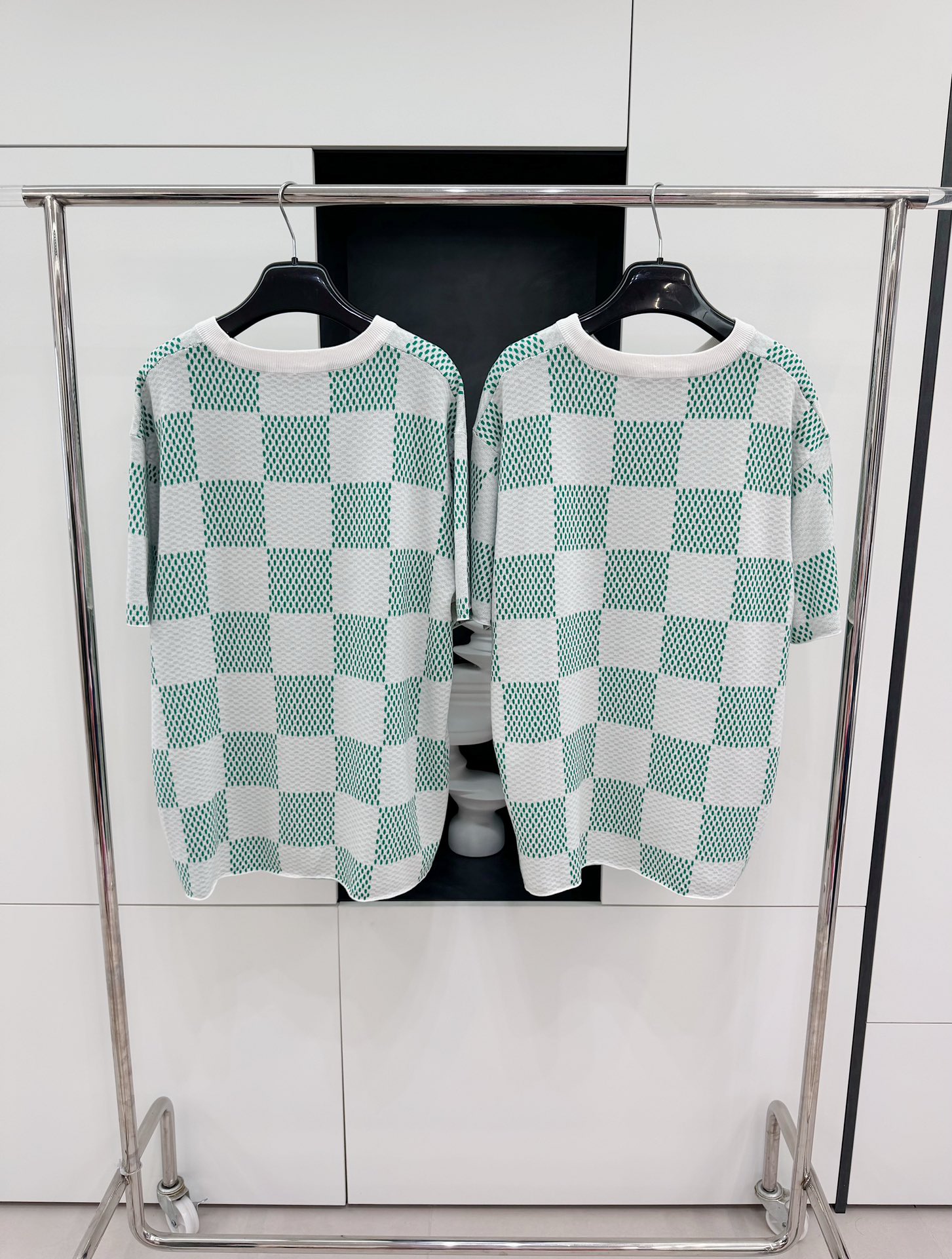 LV 2024SS 체크 울 쇼트 슬리브