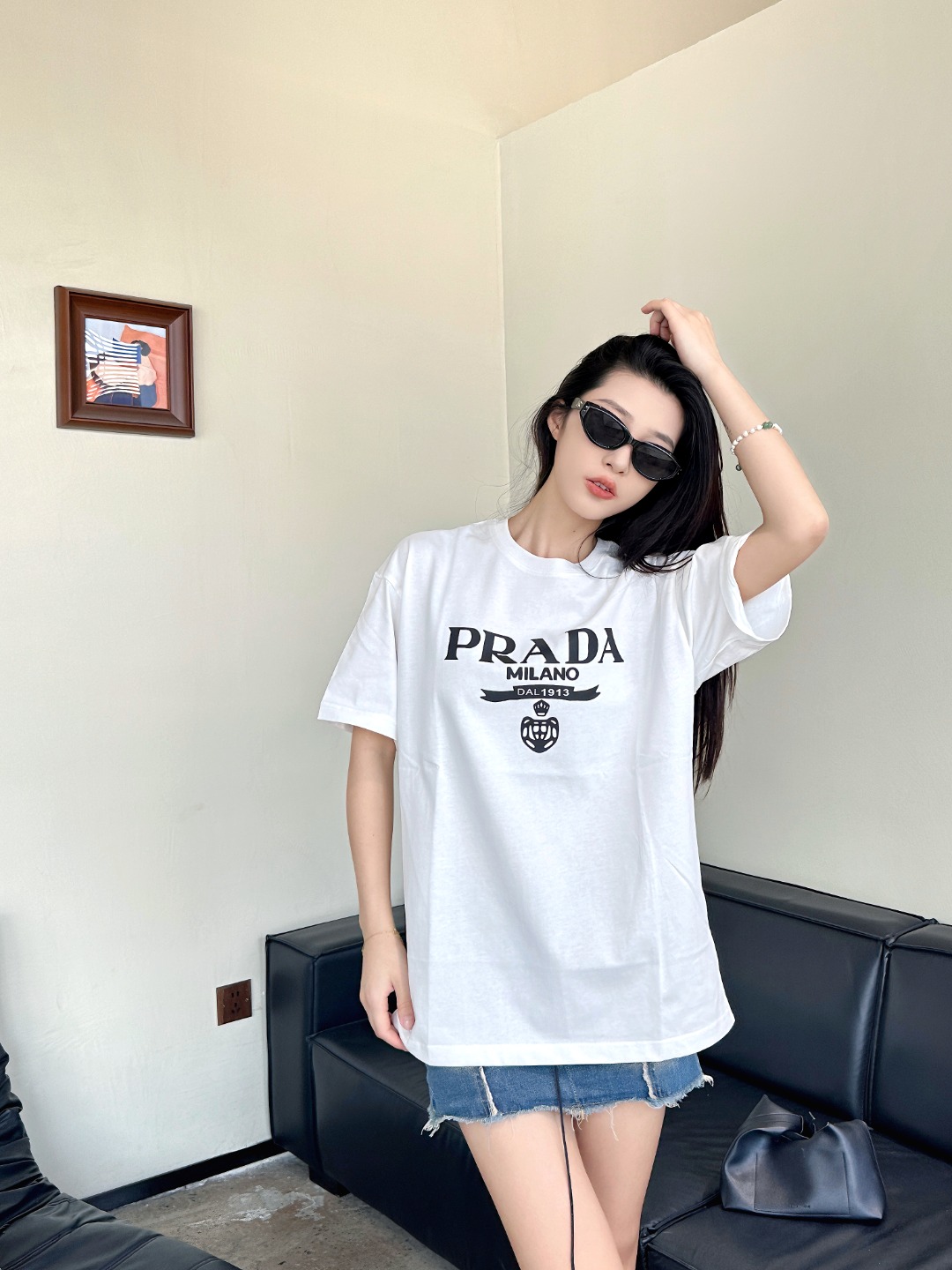 프라다 프라다 25SS 레터 크라운 반소매 셔츠