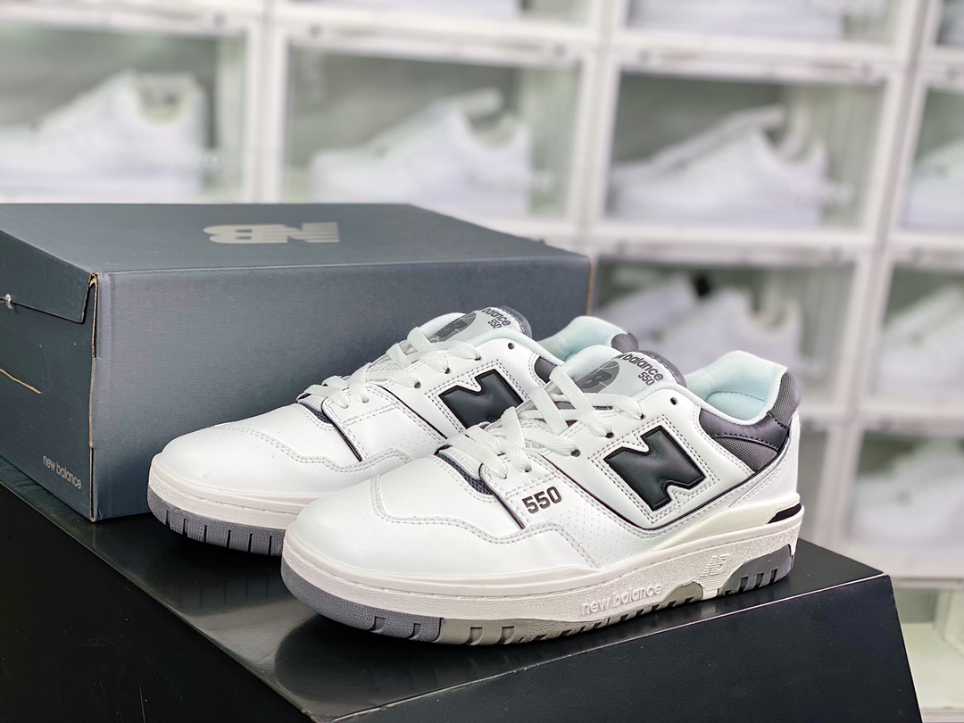 BB550 시리즈 클래식 레트로 로우탑 캐주얼 스포츠 농구보드화 “레더 화이트 시멘트 다크 그레이 블랙 BB550WTG 바코드 코드: slh6125