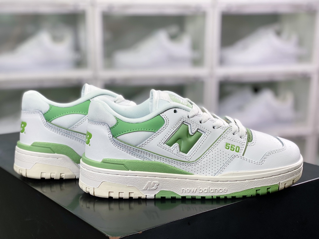 NB 뉴발란스 BB550 시리즈 클래식 레트로 로우탑 캐주얼 스포츠 농구화 “가죽 화이트 애플 그린 BB550FS1 
