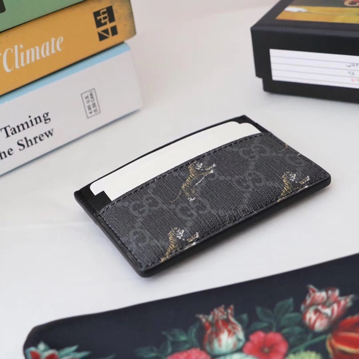 Gucci 2020 PVC & Leather Card Purse 523685 - 구찌 2020 남여공용 PVC & 레더 카드 퍼스 GUW0132.Size(10cm).블랙