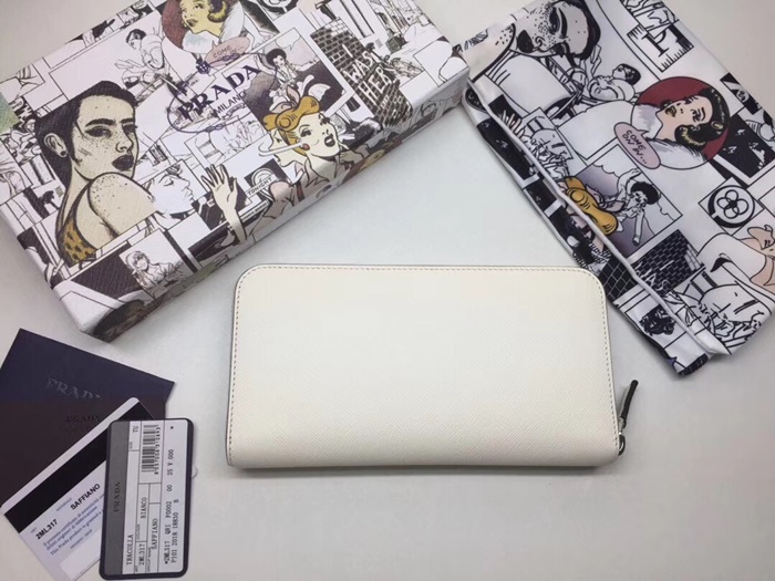 Prada Saffiano Mens Zip Round Wallet, 2ML317 - 프라다 2020 사피아노 지퍼 라운드 장지갑,PRAW0152,20CM.화이트,네이비