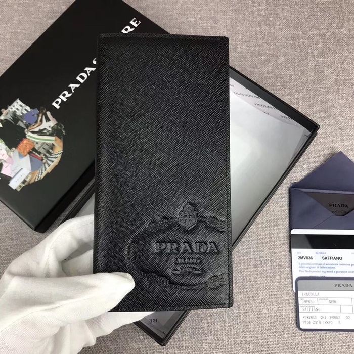 Prada 2020 Saffiano Mens Wallet, 2MV836 - 프라다 2020 사피아노 남성용 장지갑,PRAW0154,19CM.블랙